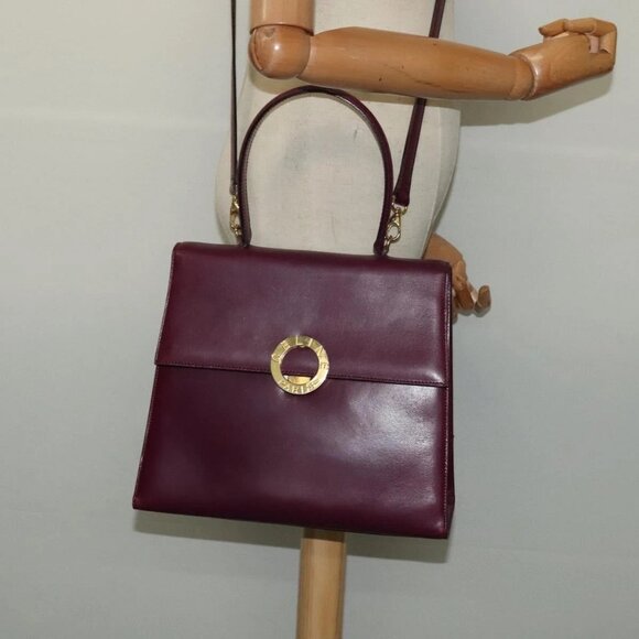 CELINE Circle Hand Bag Leather 2way Purple Gold Auth 124785 - Picture 14 of 16